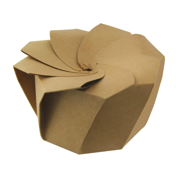 Boite carton blanc refermable avec pliage origami   H80mm 650ml - 100Pcs
