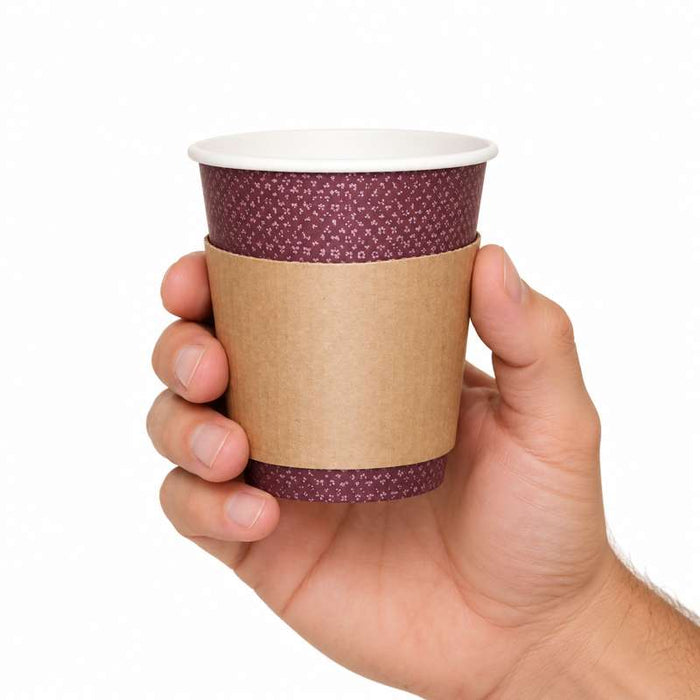 Manchon pour gobelet en carton ondulé brun 110x110mm H56mm - 1000Pcs