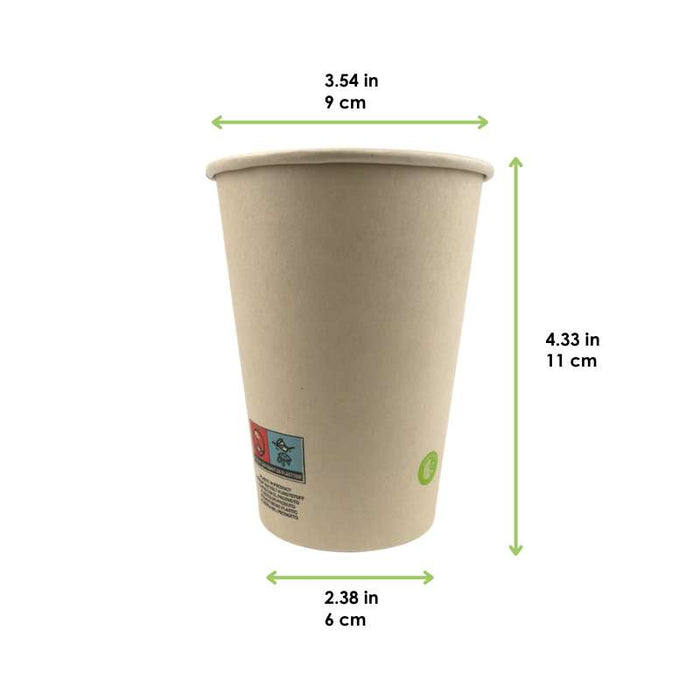 Gobelet en fibre de bambou avec laminage plastique PE   H110mm 350ml - 1000Pcs