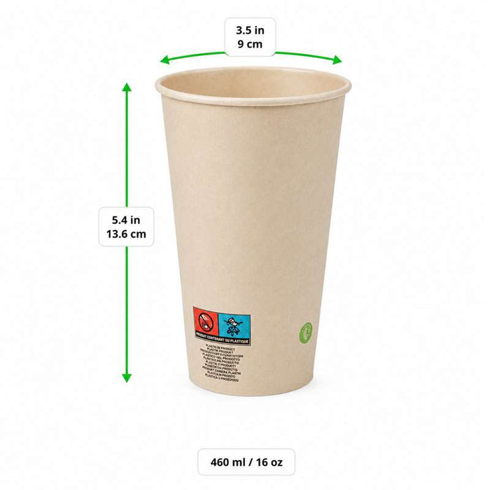 Gobelet en fibre de bambou avec laminage plastique PE   H136mm 460ml - 1000Pcs