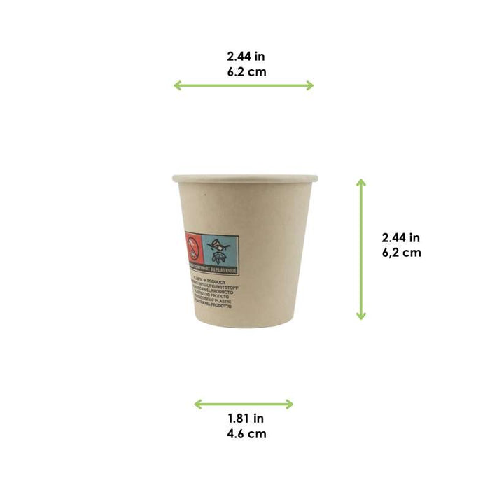 Gobelet en fibre de bambou avec laminage plastique PE   H62mm 120ml - 1000Pcs