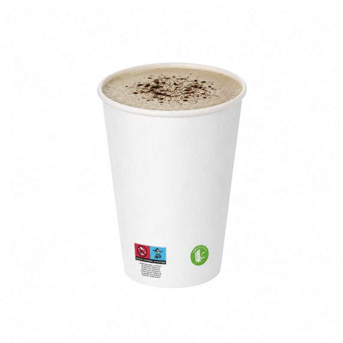 Gobelet blanc en carton fibre de bambou avec laminage plastique PE   H92mm 230ml - 1000Pcs