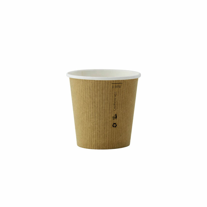Gobelet Nature Cup en carton kraft brun strié  H52mm 90ml-1000Pcs