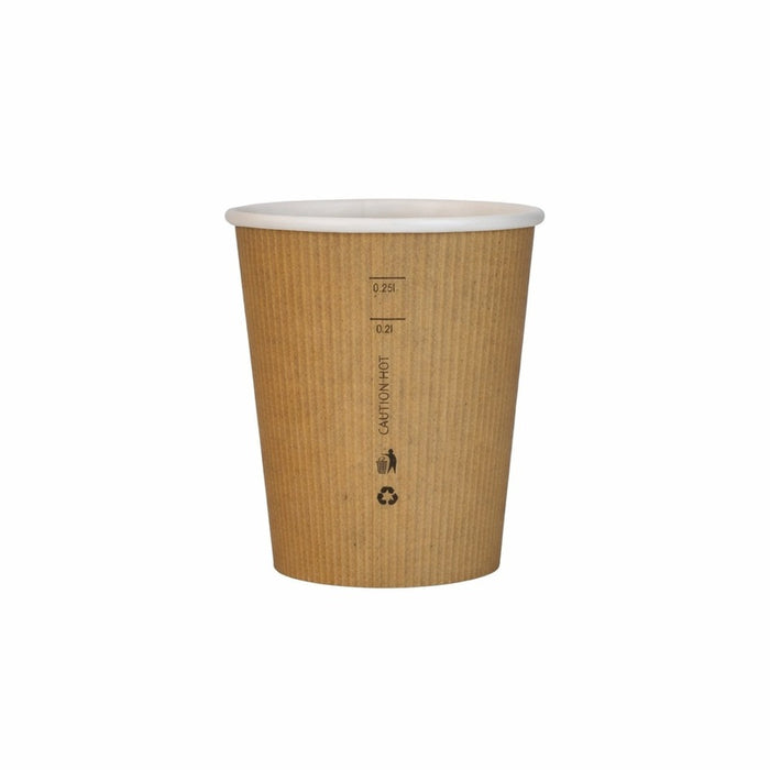 Gobelet Nature Cup en carton kraft brun strié  H92mm 230ml - 1000Pcs