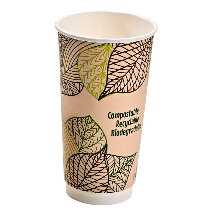 Gobelet en carton kraft brun à double paroi avec laminage PLA   H159mm 590ml - 500Pcs