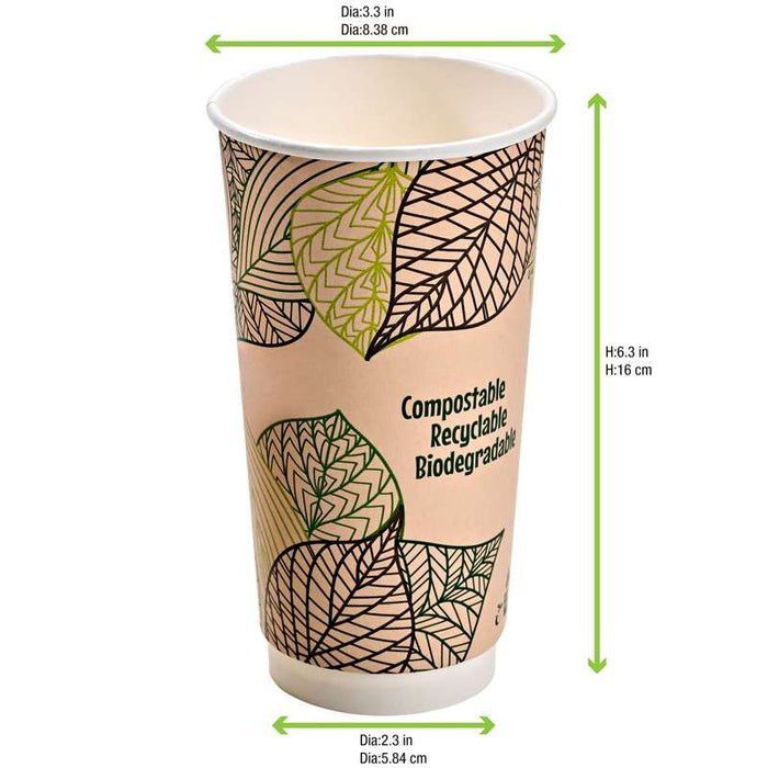 Gobelet en carton kraft brun à double paroi avec laminage PLA   H159mm 590ml - 500Pcs
