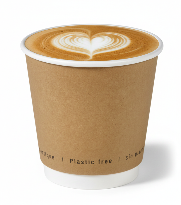 Gobelet en carton brun à double paroi sans matière plastique, Waterbased  H86mm 300ml-500Pcs