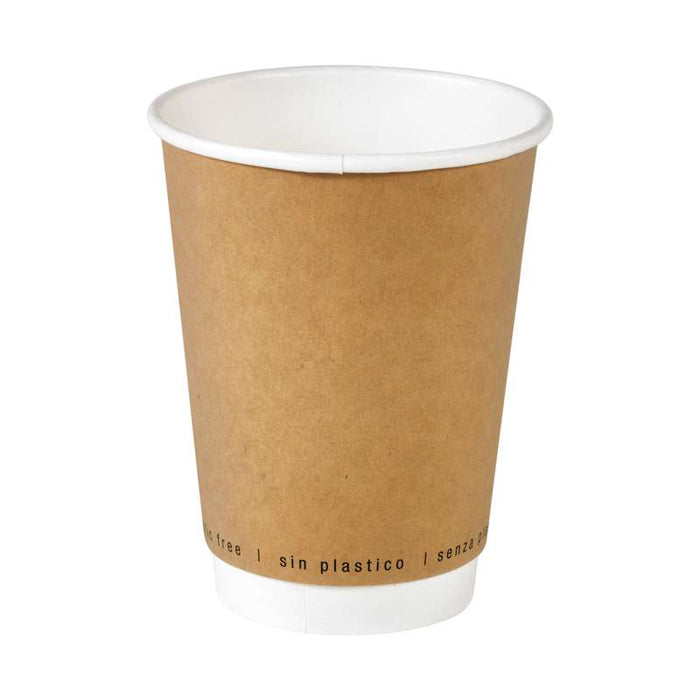 Gobelet kraft double paroi en carton sans plastique Ø90mm H110mm 350ml - 500Pcs