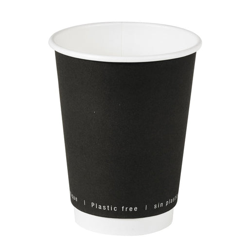 Gobelet en carton noir à double paroi sans matière plastique, Waterbased  H110mm 350ml-500Pcs