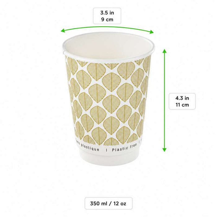 Gobelet en carton brun à double paroi sans matière plastique, Waterbased  H110mm 350ml-500Pcs