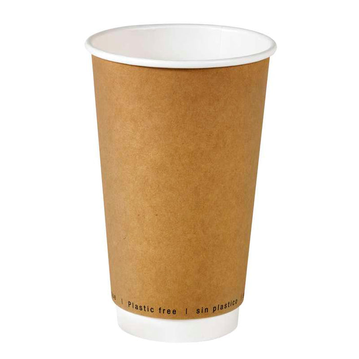 Gobelet kraft double paroi en carton sans plastique Ø90mm H136mm 460ml - 500Pcs