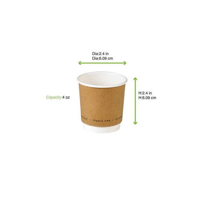 Gobelet kraft double paroi sans plastique Ø62mm H62mm 120ml - 1000Pcs