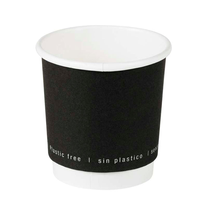 Gobelet en carton noir à double paroi sans matière plastique, Waterbased  H62mm 120ml-1000Pcs