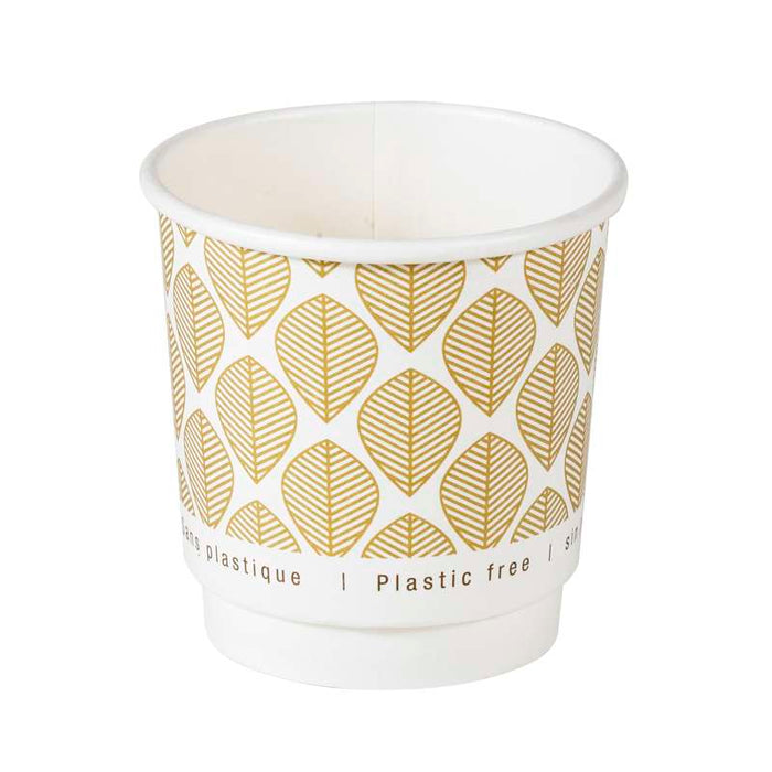 Gobelet en carton brun à double paroi sans matière plastique, Waterbased  H62mm 120ml-1000Pcs