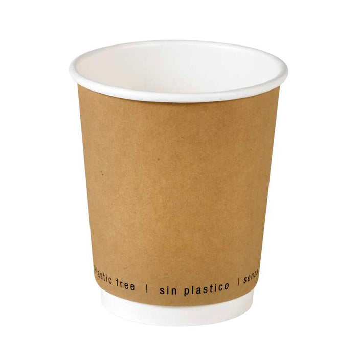 Gobelet en carton brun à double paroi sans matière plastique, Waterbased  H92mm 230ml - 500Pcs