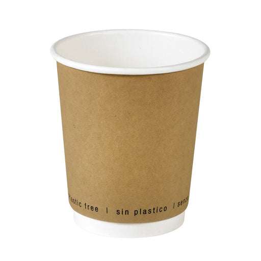 Gobelet en carton brun à double paroi sans matière plastique, Waterbased  H92mm 230ml - 500Pcs