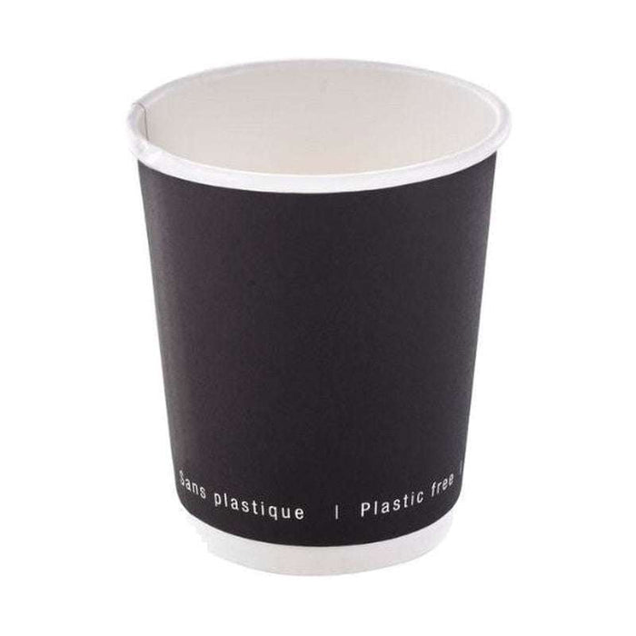 Gobelet en carton noir à double paroi sans matière plastique, Waterbased  H92mm 230ml - 500Pcs