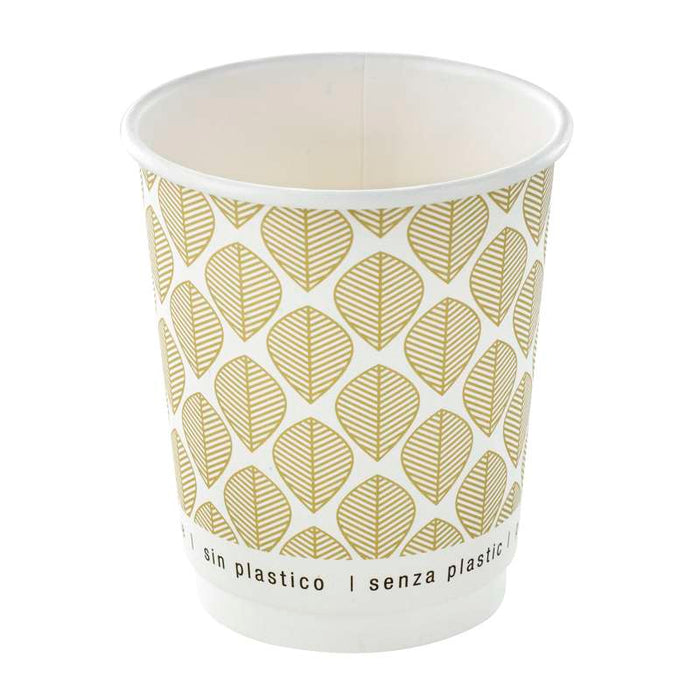 Gobelet double paroi en carton brun imprimé sans plastique Ø80mm H92mm 230ml - 500Pcs