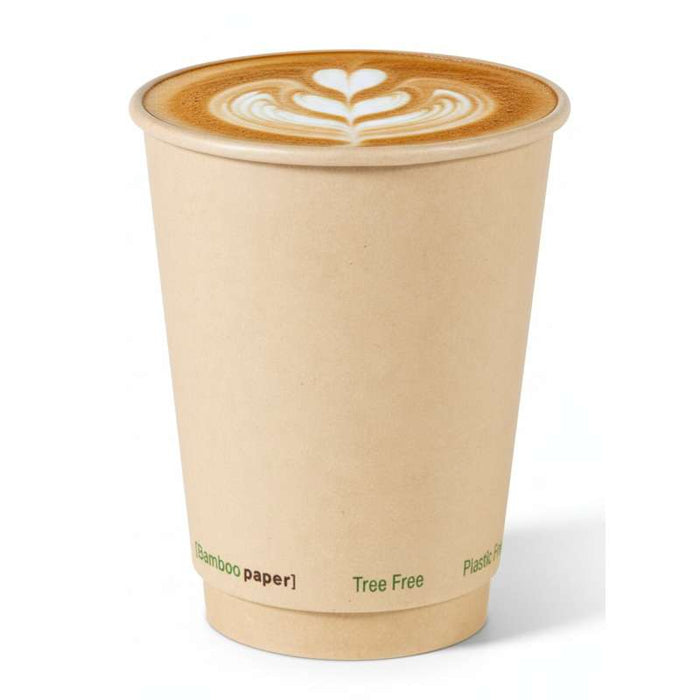 Gobelet brun en carton fibre de bambou à double paroi sans plastique, Waterbased  H110mm 350ml-500Pcs
