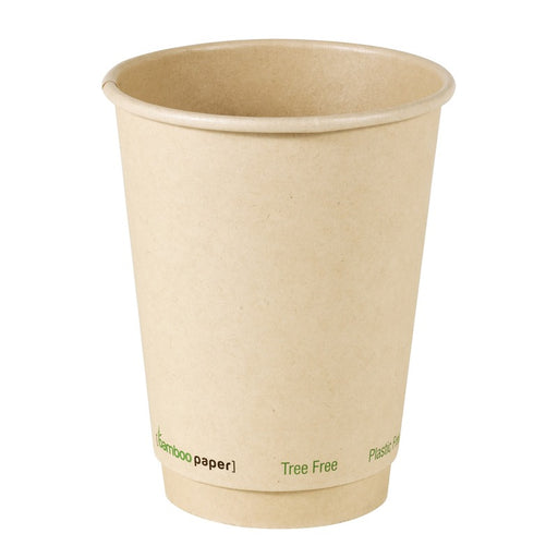 Gobelet brun en carton fibre de bambou à double paroi sans plastique, Waterbased  H110mm 350ml-500Pcs