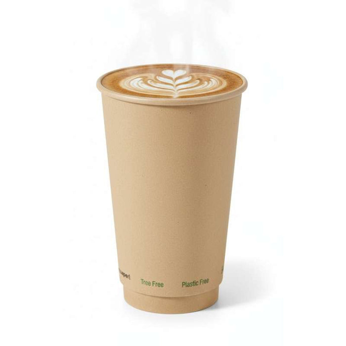 Gobelet brun en carton fibre de bambou à double paroi sans plastique, Waterbased  H136mm 460ml-500Pcs