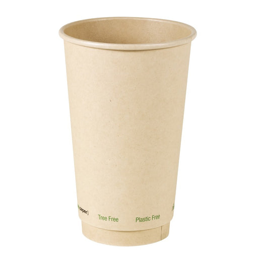 Gobelet brun en carton fibre de bambou à double paroi sans plastique, Waterbased  H136mm 460ml-500Pcs