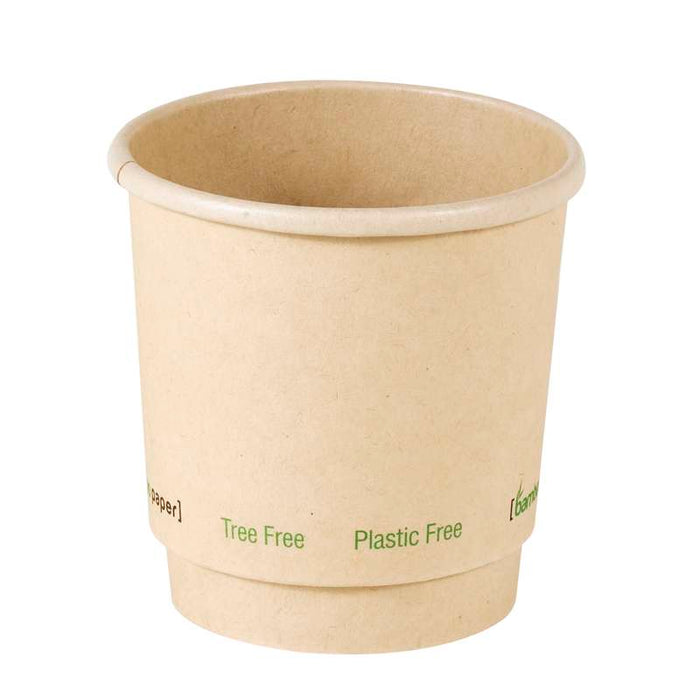 Gobelet brun en carton fibre de bambou à double paroi sans plastique, Waterbased  H62mm 120ml-1000Pcs