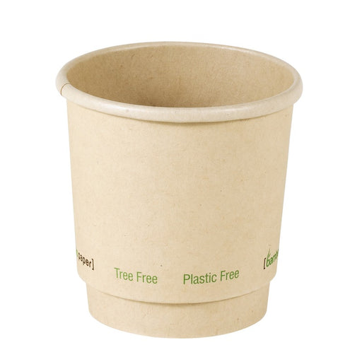 Gobelet brun en carton fibre de bambou à double paroi sans plastique, Waterbased  H62mm 120ml-1000Pcs