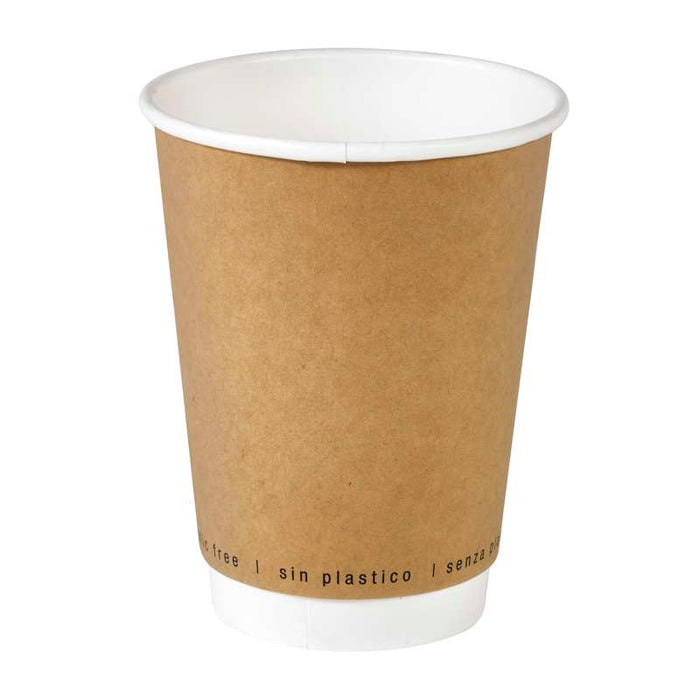 Gobelet en carton kraft brun à double paroi avec laminage PLA   H112mm 340ml - 500Pcs