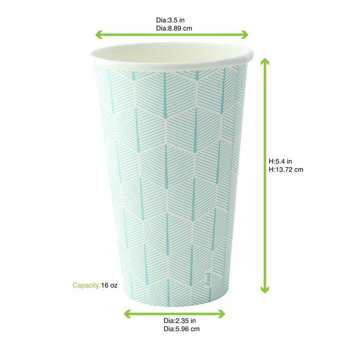 Gobelet en carton blanc décor "Leaf" Ø90mm H136mm 460ml - 1000Pcs