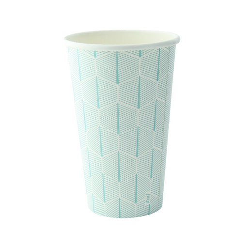 Gobelet carton blanc décor feuille  H137mm 470ml - 1000Pcs