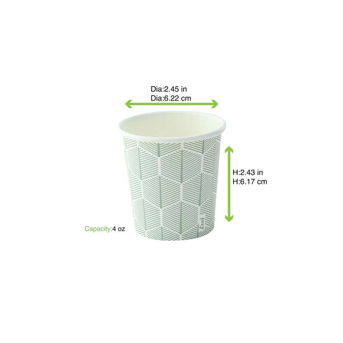 Gobelet en carton blanc décor feuille "Leaf" Ø62mm H62mm 120ml - 1000Pcs