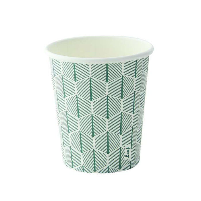 Gobelet carton blanc décor feuille  H92mm 230ml - 1000Pcs