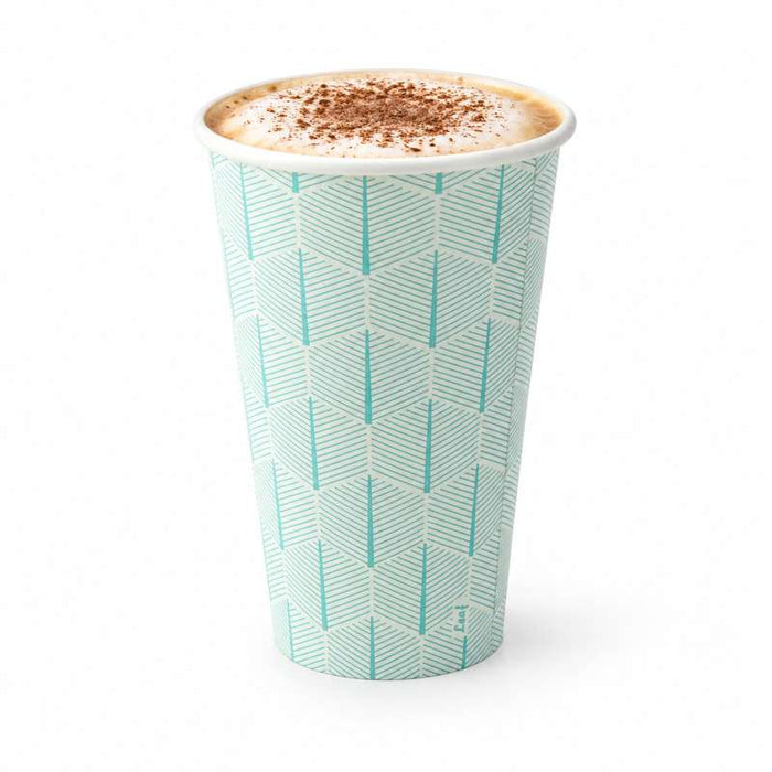 Gobelet carton blanc décor feuille  H110mm 350ml - 1000Pcs