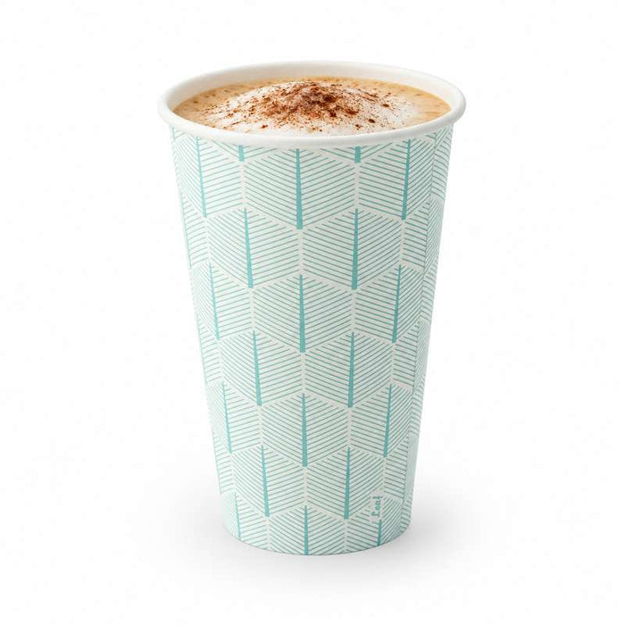 Gobelet en carton blanc décor "Leaf" Ø90mm H136mm 460ml - 1000Pcs