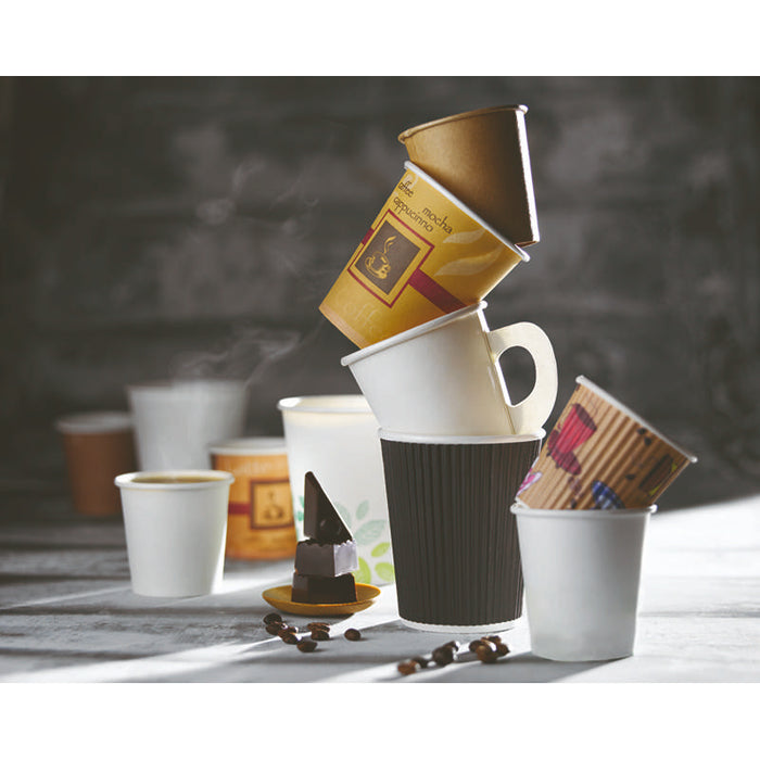Gobelet carton double paroi noir "Rippley"   H136mm 450ml - 500Pcs