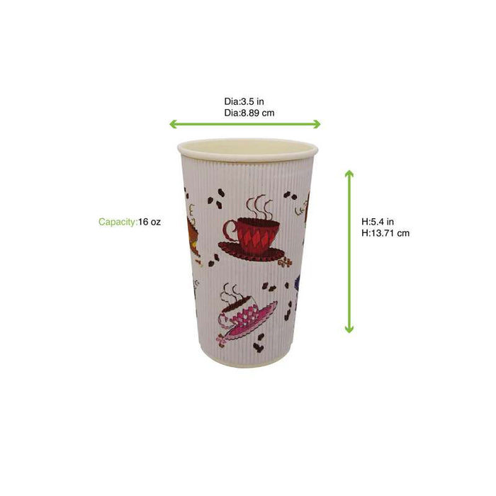 Gobelet carton double paroi décor "Tea Cup"   H135mm 400ml - 500Pcs