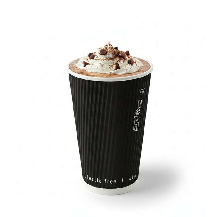 Gobelet carton double paroi noir "Rippley"   H110mm 340ml - 500Pcs