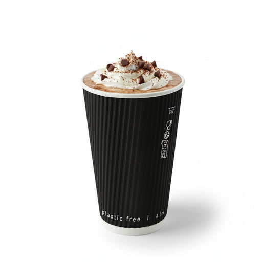 Gobelet carton double paroi noir "Rippley"   H110mm 340ml - 500Pcs