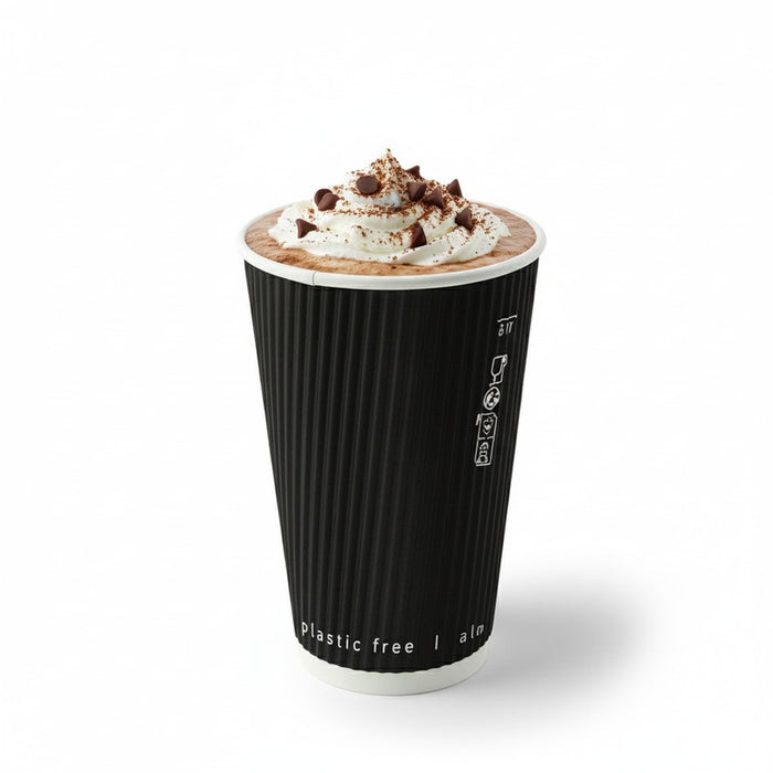 Gobelet carton double paroi noir "Rippley"   H110mm 340ml - 500Pcs