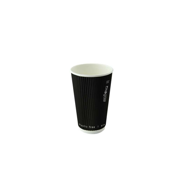 Gobelet "Rippley" noir en carton ondulé double paroi sans plastique Ø62mm H62mm 120ml - 1000Pcs