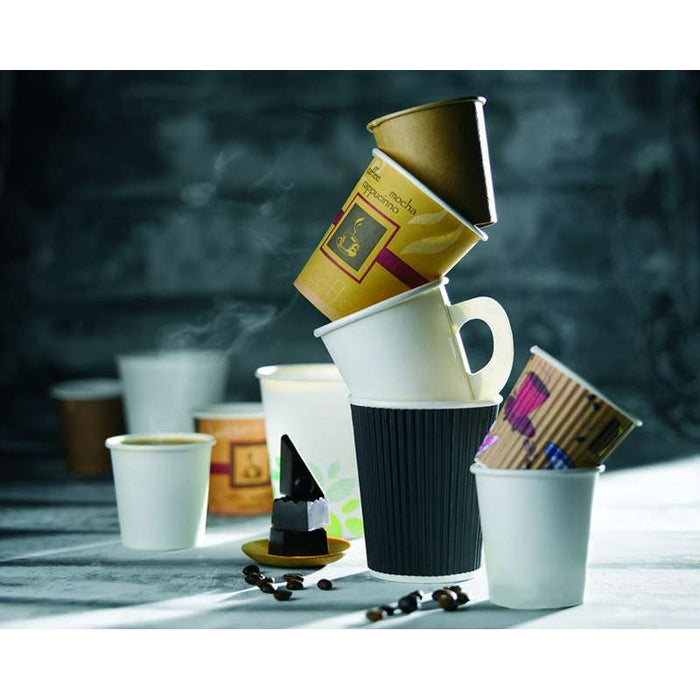 Gobelet carton double paroi noir "Rippley"   H62mm 120ml - 1000Pcs