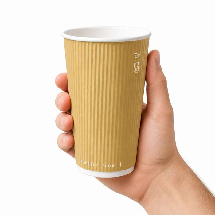 Gobelet "Rippley" double paroi en carton beige Ø80mm H92mm 230ml - 1000Pcs