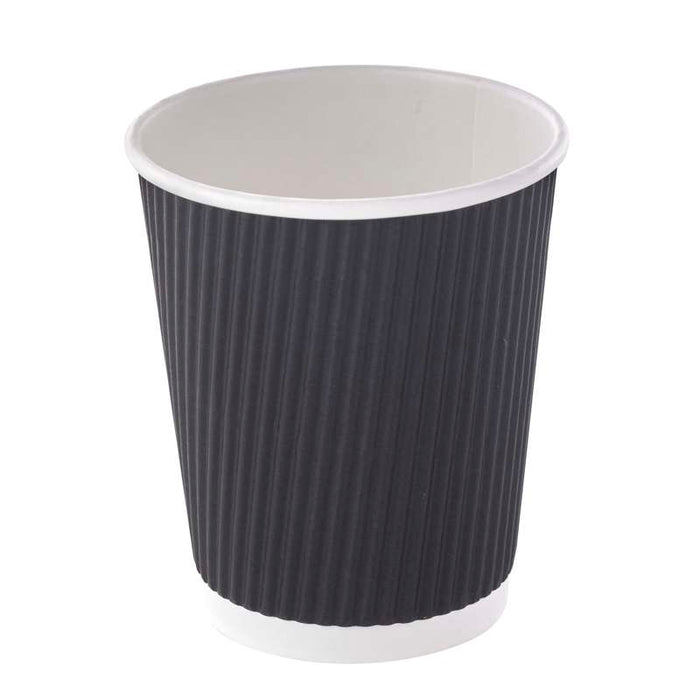 Gobelet Rippley en carton kraft ondulé noir à double paroi  H92mm 230ml-1000Pcs