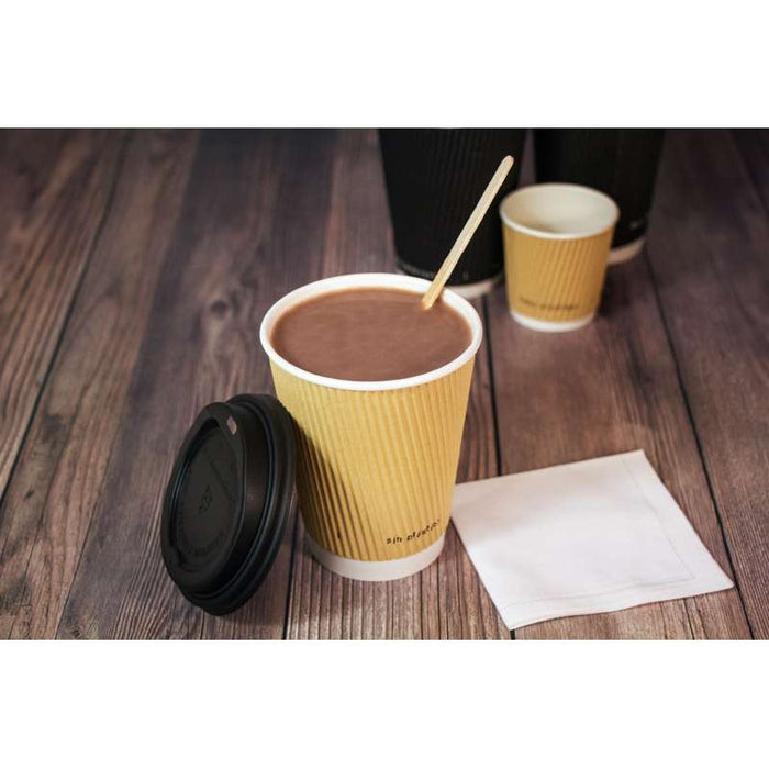 Gobelet Rippley en carton kraft ondulé beige à double paroi sans plastique, Waterbased  H136mm 460ml - 500Pcs