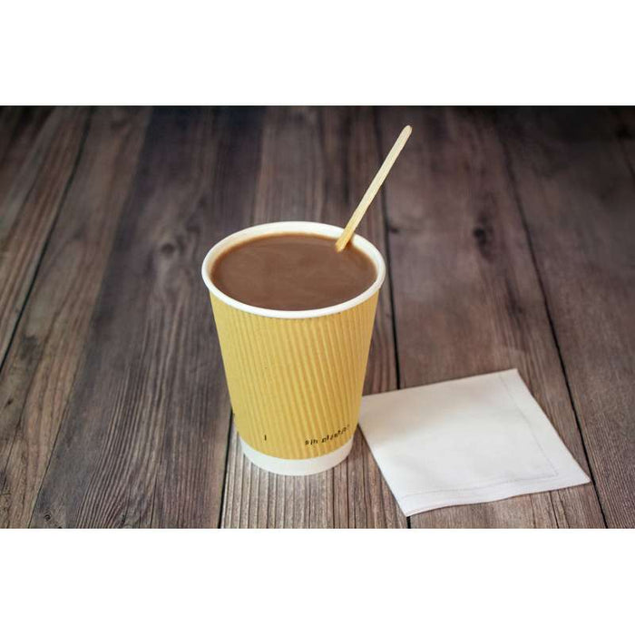 Gobelet Rippley en carton kraft ondulé beige à double paroi sans plastique, Waterbased  H136mm 460ml - 500Pcs