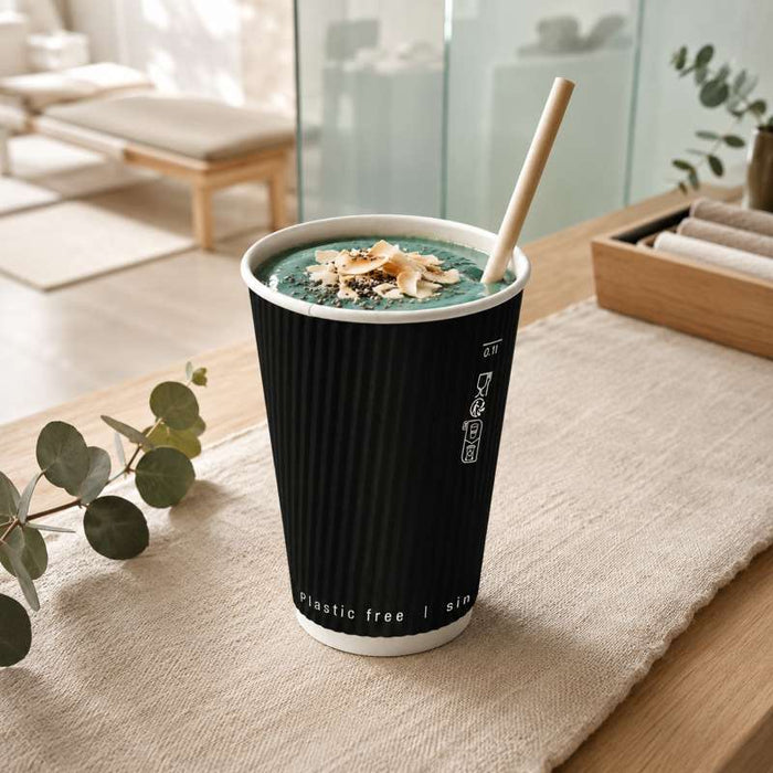 Gobelet "Rippley" noir double paroi sans plastique Ø90mm H136mm 460ml - 500Pcs