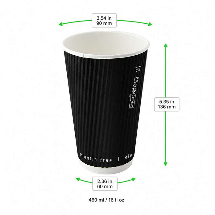 Gobelet "Rippley" noir double paroi sans plastique Ø90mm H136mm 460ml - 500Pcs