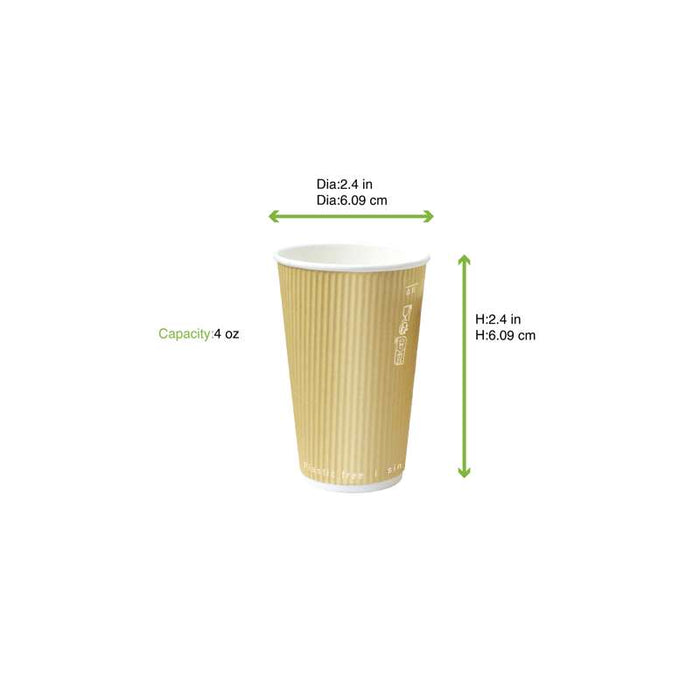 Gobelet "Rippley" beige double paroi sans plastique Ø62mm H62mm 120ml - 1000Pcs