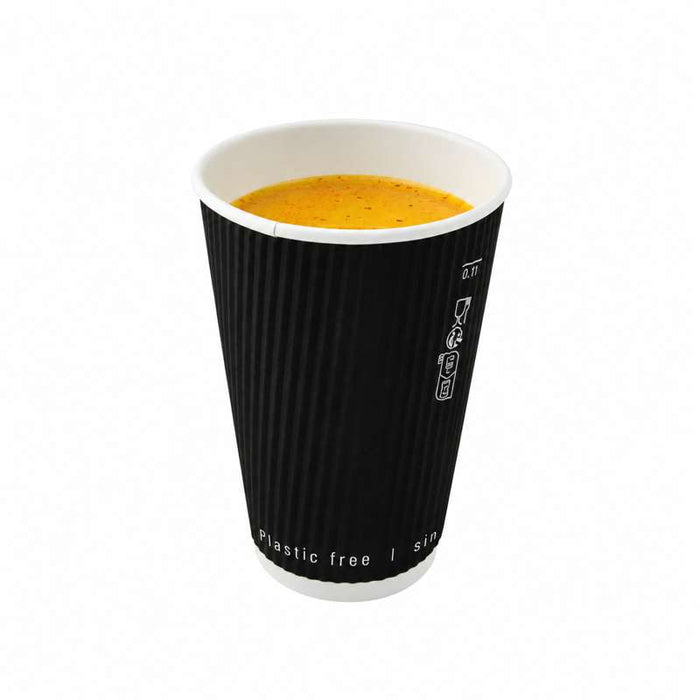 Gobelet "Rippley" noir en carton ondulé double paroi sans plastique Ø62mm H62mm 120ml - 1000Pcs